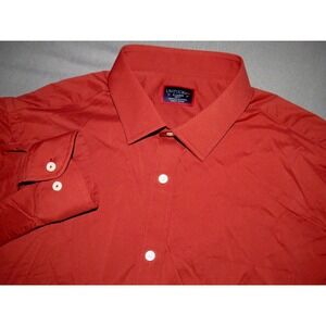 Men's UNTUCKit Long Sleeved Burnt Orange Nylon‎ Stretch Slim Button Up Shirt XL